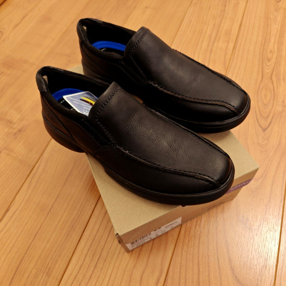 Clarks Bradley Step Men's Slip On Shoes Size 9 Black Tumbled Leather New in Box - Picture 3 of 11